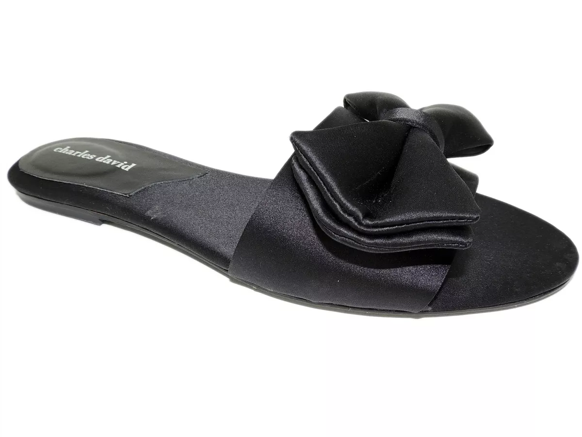 Black satin slides sales