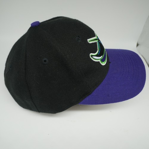 Tampa Bay Devil Rays Mlb Twins Vtg 90s Purple Rim Black Snapback Hat Cap - Picture 5 of 13