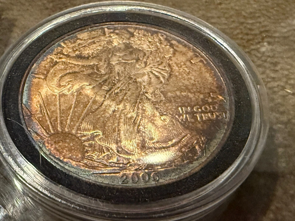 2004 2006 American Silver Eagle Ms Toner Toned Galaxy Rainbow Ase Set Lot Pair - Image 3 of 4