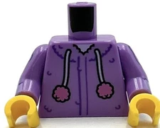 Lego New Minifig Medium Lavender Torso Rabbit Hoodie w/ Dark Purple Lines Part
