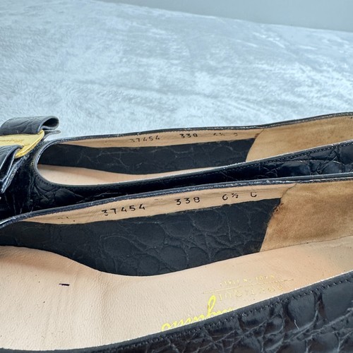 Vintage Salvatore Ferragamo Vara Fiocco Pump Donna 6,5 C Pelle Nera Italia - Foto 7 di 12