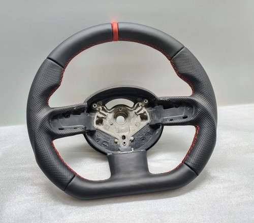 MINI COOPER STEERING WHEEL FLAT JCW CUSTOM R50 R52 R53 RED MARKER STITCH - Picture 2 of 6
