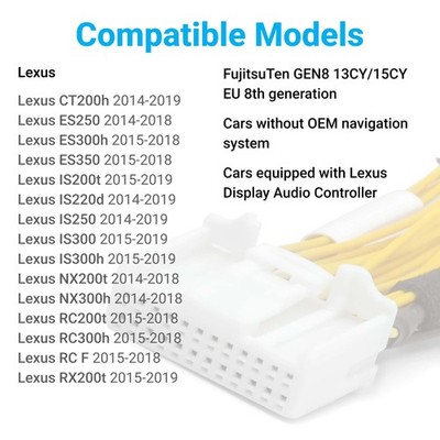 Lexus CT200h ES250 ES300h Reverse Camera Kit With 24 Pin Cable