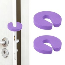 2 Pcs Door Stoppers, EVA Finger Pinch Guard Anti Door Slam Stopper, Dark Purple