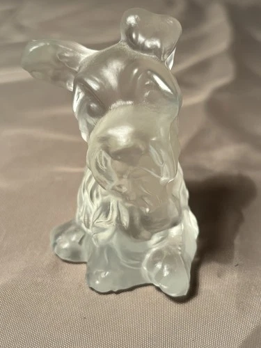 Vintage Fenton Frosted Glass Scottie Dog Figurine 3 Inch