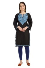 Aari Embroidered Cotton Kashmiri Kurti - Elegant Indian Women's Top