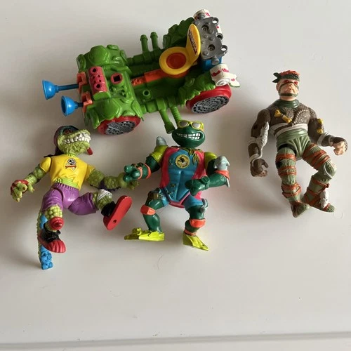 Vintage Teenage Mutant Ninja Turtles Figures Rat King Mondo Toilet Taxi Lot
