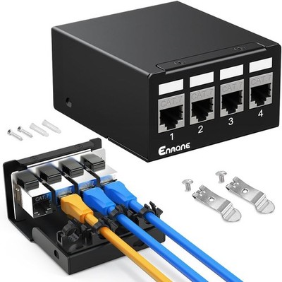 Shielded CAT7 Keystone Patch Panel 4 Port Network Panel Smart Cable Management