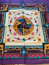 Vintage Wamcraft BANDANA Neckerchief-NEW-Purple AZTEC Border