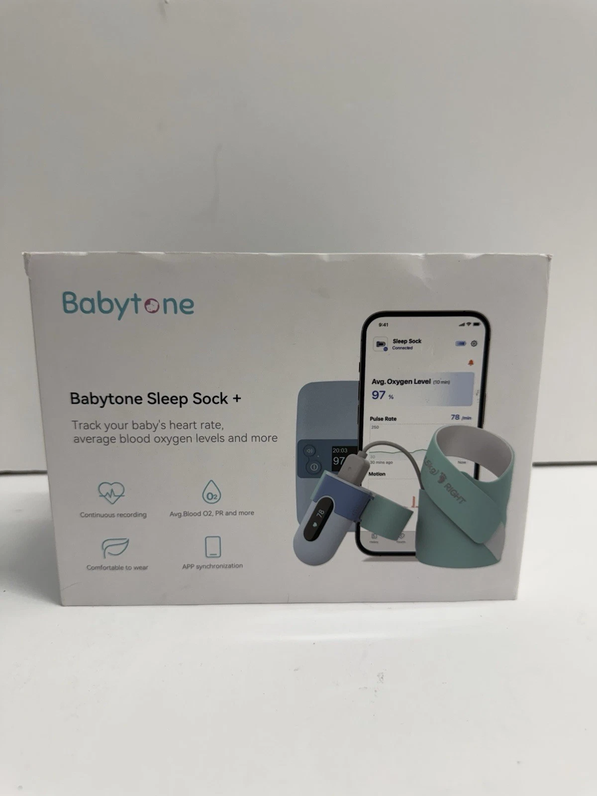 +Babytone Baby Sleep Sock Monitor, Tracking Heart Rate & Movement