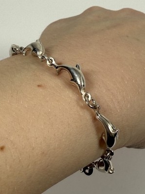 Delphin 925 massiv Sterling Silber Tennis 7'' Armband figürlich Sea Life