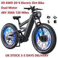 TESWAY X9 AWD 48V 30Ah Electric Bike Mountain E-Bike 26*4" Cargo E-bike 120MILES
