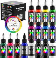 Tattoo Ink Set 1OZ 14 Colors Ink and 2 Color Mixing Solution Upgraded Version