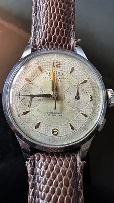 Vintage 1948 Hesperia Landeron 51 Chronograph-Watch-Acc/Oro.Over Size