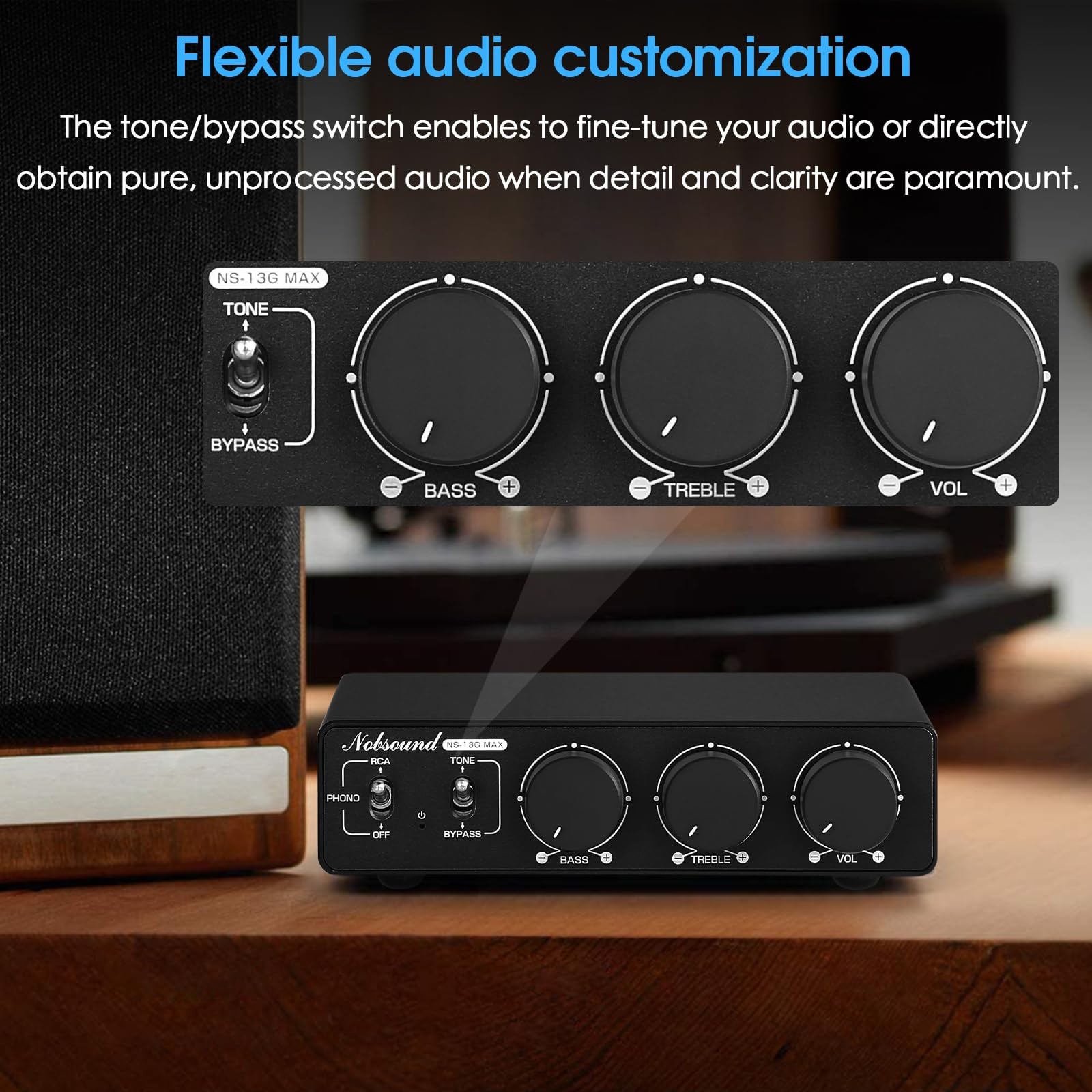 Nobsound 300Wx2 Stereo Amplifier with Phono Input - HiFi Class D Mini Power A...