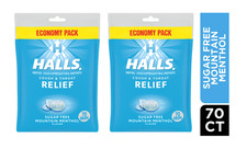 HALLS Relief Mountain Menthol Sugar Free Cough Drops, 70 Drops 2 packs