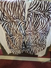 Zebra Print High Back -2 Seat Covers With Zebra Print Steering Wheel Cover