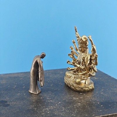 Zen Monk Figurine Xuanzang Praying Buddha Bonsai Rockery Fish Tank Landscape