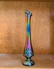 Fenton Amethyst Carnival Glass Swung Bud Vase  Hobnail 9" Tall