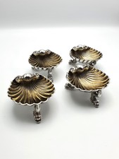 Elegante set di quattro sali vittoriani conchiglia argento - antiche stoviglie Londra 1869