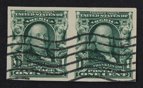 CKStamps: US Stamps Collection Scott#314 1c Franklin Used Pair