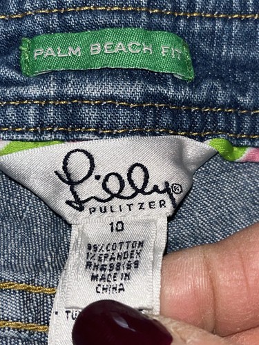 Lilly Pulitzer Ribbon Hem Crop Jeans Rozmiar 10 Vintage Różowa wstążka Obszywka - Zdjęcie 10 z 12