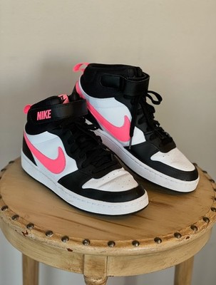 Nike Girls Court Borough Mid Black Pink Sneakers Shoes