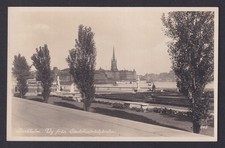 Vintage postcard Stockholm Sweden Stadshustradgarden view Riddarholmen church