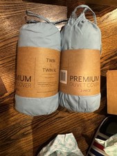 Premium Duvet Cover 2-Piece Set Twin Twin XL Light Blue Microfiber LOT OF 2 SETS