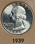 1939 P Philadelphia 1939 D Denver 1939 S San Francisco Washington Silver Quarter