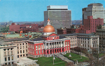 Chrom Postkarte State House Boston Mass. on Beacon Hill (0551)