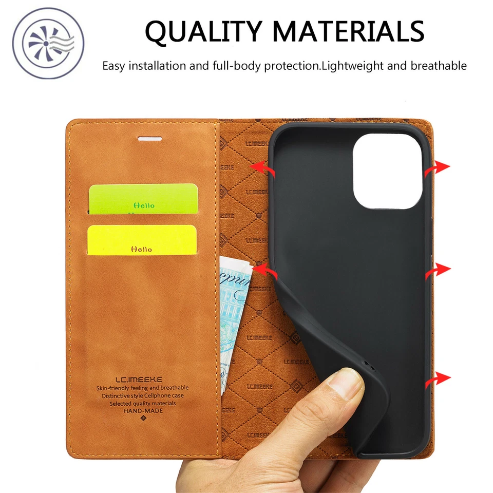 For iPhone 16 15 14 13 12 11 Pro Max XR Leather Wallet Case Magnetic Flip Cover - Image 4 of 4