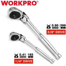 WORKPRO 2PC 1/4" 3/8" Drive Flex Head Ratchet Set 72-Tooth Ratchet Quick Release