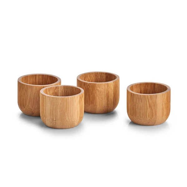 4x Zeller Eierbecher Eierhalter Holzbecher Schale Frühstück Essen Küche Bambus