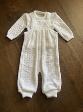 mothercare Great Britain 3-6 baby hand knit Sweater white overall Set Outfit 60
