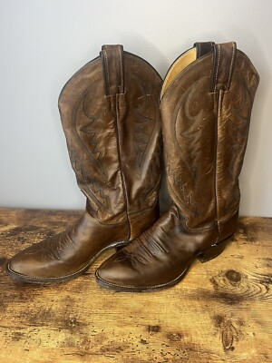 Justin Boots #9066 7.5 D Brown Leather Imperfect Cowboy Boots Made