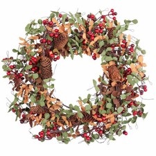 Artificial Eucalyptus, Pine Cones and Berries 24" Wreath