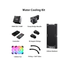 Granzon Water Cooling Kit For AIO CPU GPU Block w/ Pump Fan Radiator Hose Tube