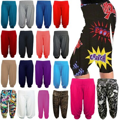 Women 3/4 Hareem Ali Baba Loose Baggy Trousers Pants Ladies Crop Shorts Leggings