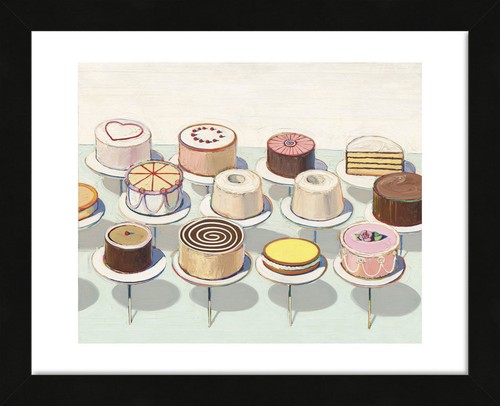 FRAMED ART - Cakes, 1963 by Wayne Thiebaud Print Pastry Bakery Black Frame 13x16