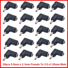 20pcs Right Angle 5.5mm x 2.1mm Female to 3.5mm x 1.35mm Male DC Power Connector