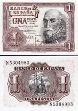 Spain Espana 1 Peseta 1953, UNC, P-144