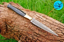 HANDMADE FORGED DAMASCUS STEEL FIX BLADE THROWING DAGGER BOOT HUNTING KNIFE-1270