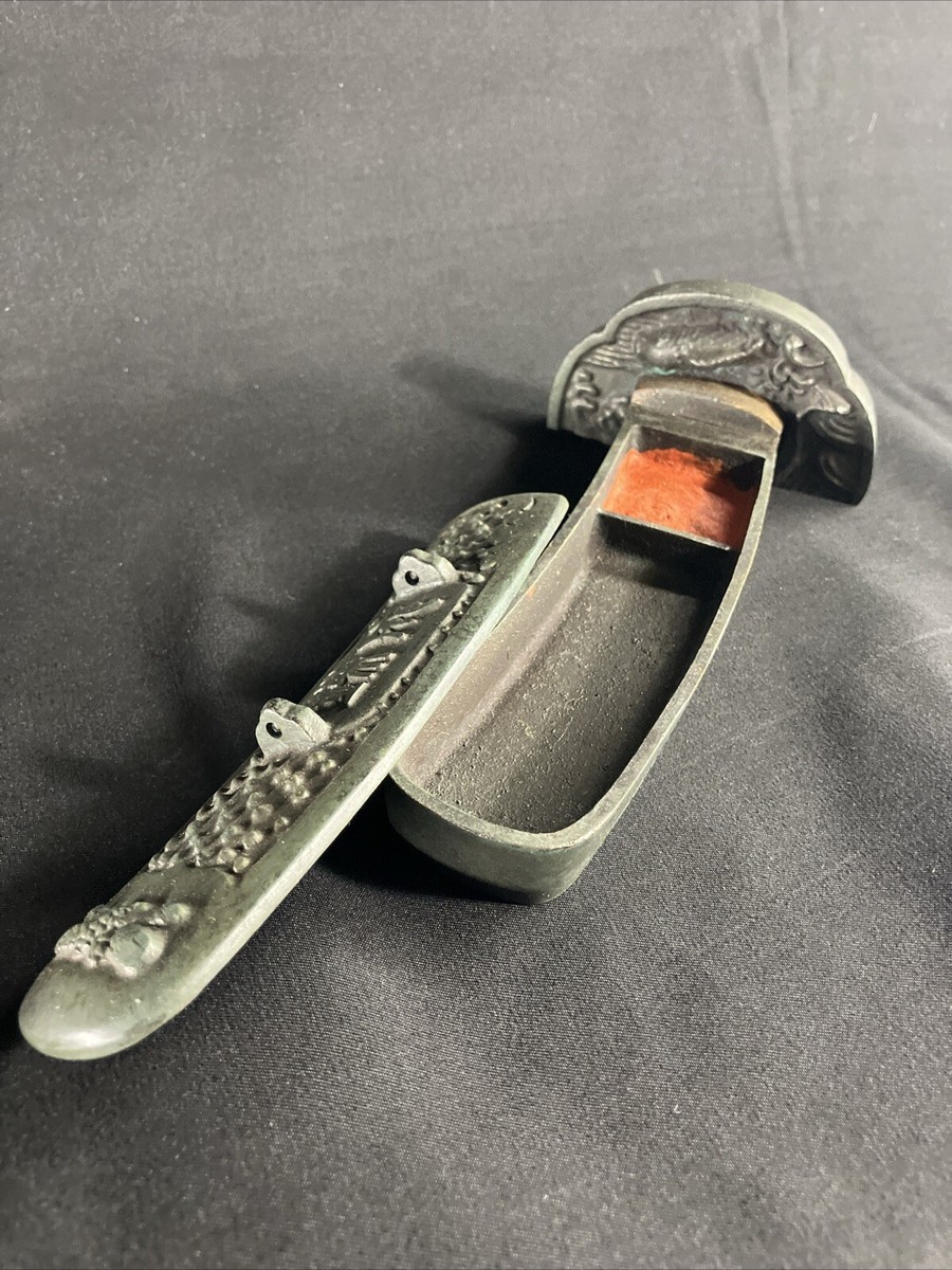 Japan Vintage Antique Stamp Case Sword Tsuka 670g iron box
