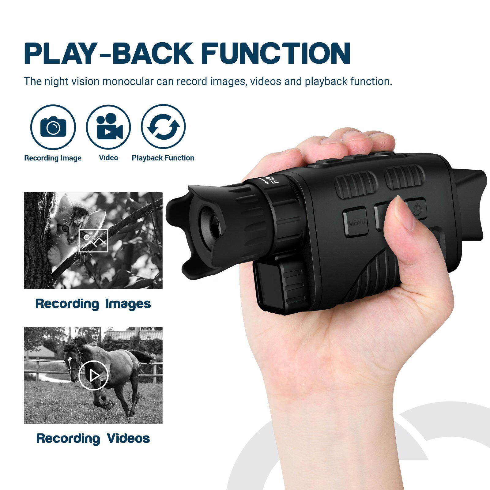 ESSLNB Night Vision Goggle Monocular w/ 1.5" LCD Screen IR Camera Video