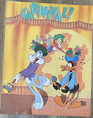 Vintage Carnival! Looney Toons 1987 Poster Daffy  Duck Bugs Bunny 11799 NOS NEW