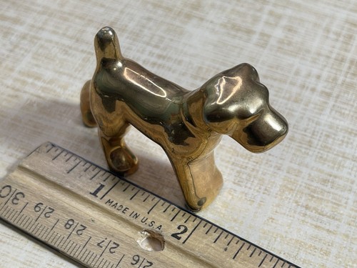 Miniature Vintage Porcelain Gold Dog - Picture 9 of 9