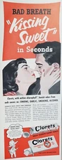 Clorets Gum Print Ad 1952 Vintage Ephemera Wall Art Decor KISSING SWEET
