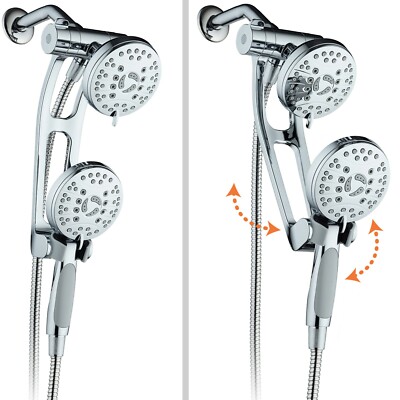 AquaSpa High Pressure 3-way Shower Combo with Adjustable Extension Arm 6 FT Hose