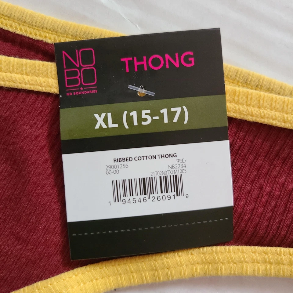 Ultimate Comfort: paquete de 1 bragas de tanga de algodón acanaladas XL (15-17) de No Boundaries Foto 2 de 3
